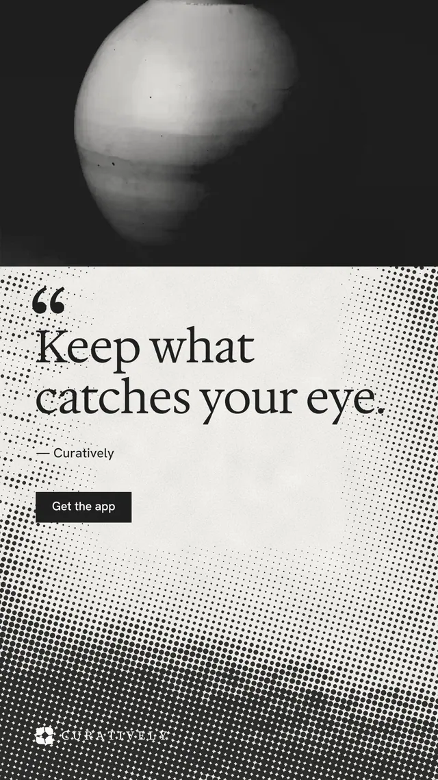 Instagram story for Curatively: "Saved, sorted and yours." Retro print style, quote layout, light palette in black, grey, white.