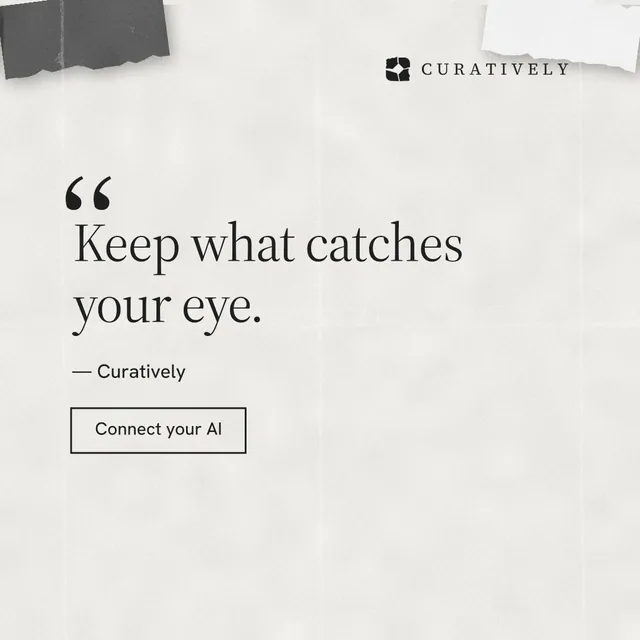 Instagram post for Curatively: "All of it, in one grid." Editorial style, quote layout, light palette in white, grey.