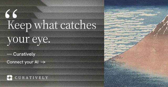 Social ad for Curatively: "It catalogues itself." Minimal luxury style, quote layout, light palette in grey.