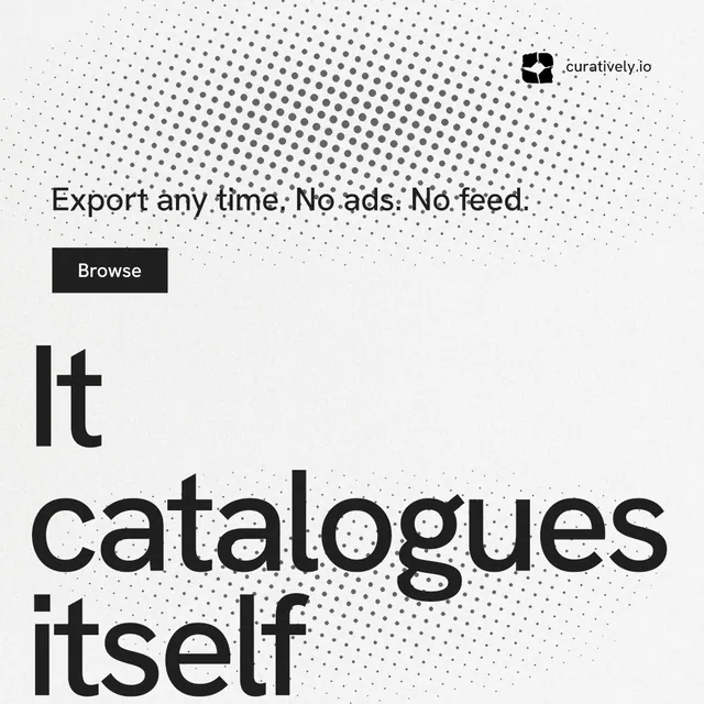 Instagram post for Curatively: "Find it by colour." Swiss style, oversized layout, light palette in white, grey.