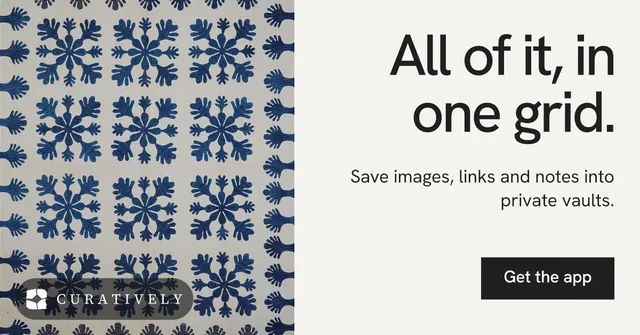 Social ad for Curatively: "All of it, in one grid." Swiss style, right layout, light palette in white, grey.