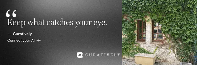 X header for Curatively: "Private until you choose." Minimal luxury style, quote layout, dark palette in grey, black.
