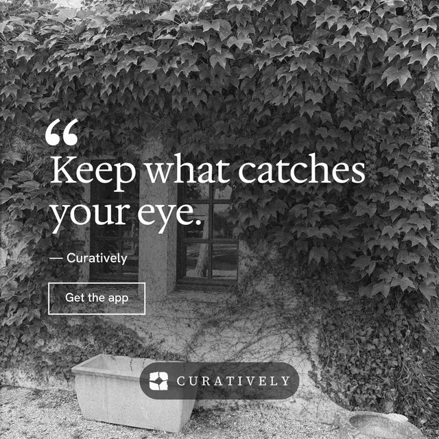 Instagram post for Curatively: "All of it, in one grid." Editorial style, quote layout, dark palette in grey, black.