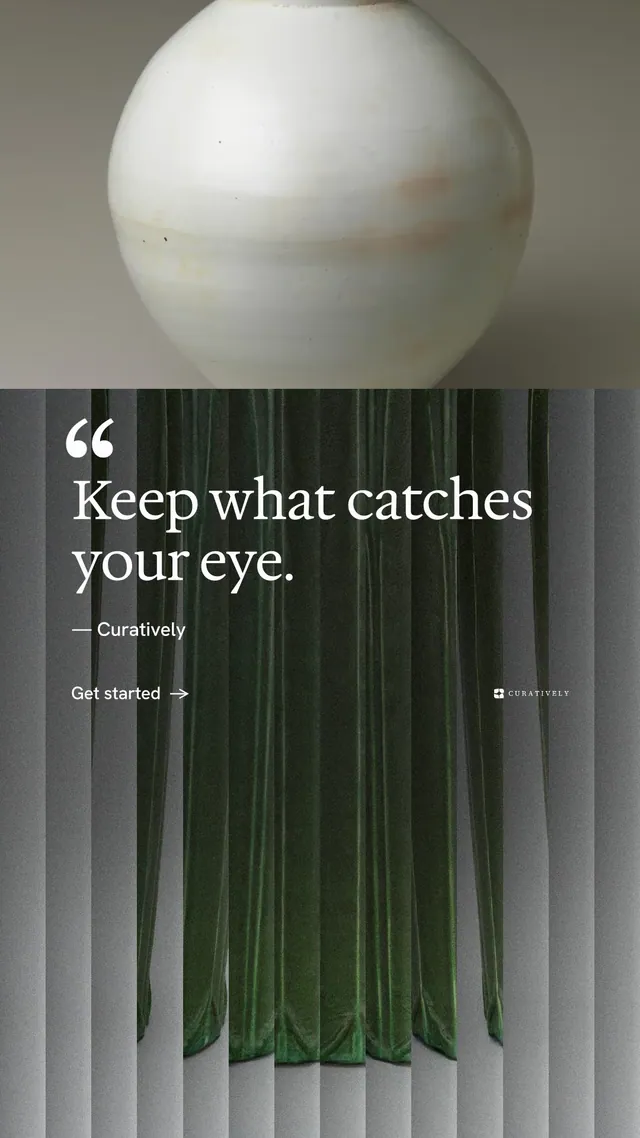 Instagram story for Curatively: "All of it, in one grid." Minimal luxury style, quote layout, dark palette in black, grey.