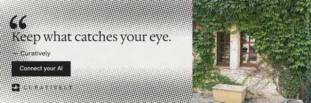X header for Curatively: "Private until you choose." Swiss style, quote layout, light palette in green, grey, white.