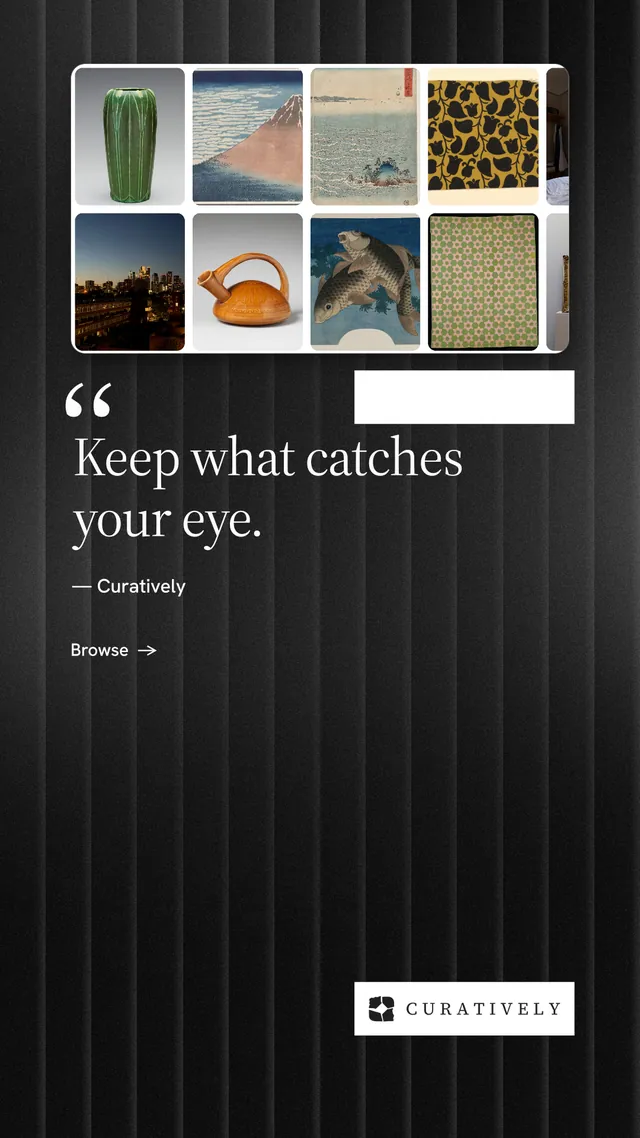 Instagram story for Curatively: "Saved, sorted and yours." Minimal luxury style, quote layout, dark palette in black, grey.