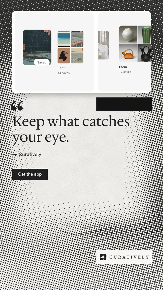 Instagram story for Curatively: "Keep a vault for each thing you make." Swiss style, quote layout, light palette in grey, white.