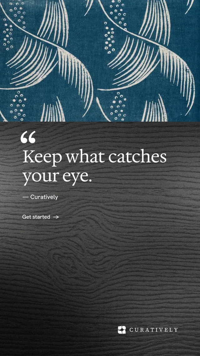 Instagram story for Curatively: "Find it by colour." Minimal luxury style, quote layout, dark palette in black, blue, grey.
