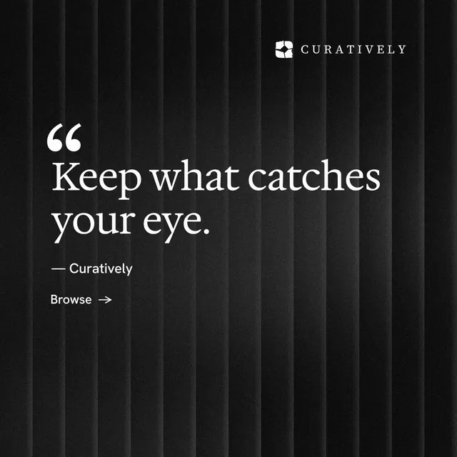 Instagram post for Curatively: "All of it, in one grid." Minimal luxury style, quote layout, dark palette in black, grey.