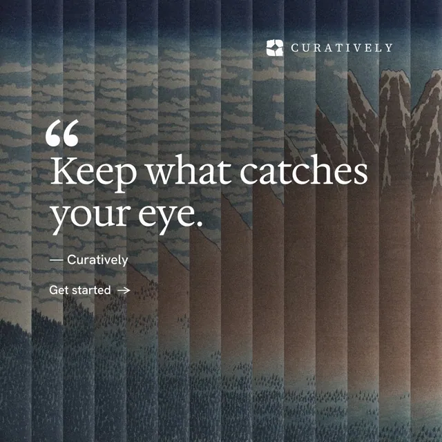 Instagram post for Curatively: "All of it, in one grid." Minimal luxury style, quote layout, dark palette in grey, black.