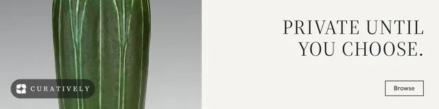 LinkedIn banner for Curatively: "Private until you choose." Editorial style, right layout, light palette in white, grey.