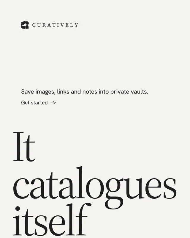 Instagram portrait post for Curatively: "All of it, in one grid." Minimal luxury style, oversized layout, light palette in white, grey.