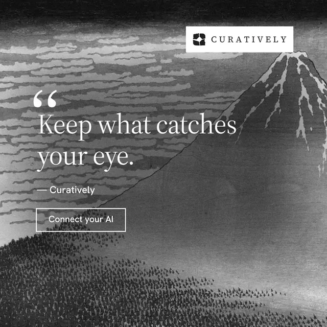 Instagram post for Curatively: "Point your AI at a vault." Editorial style, quote layout, dark palette in grey, black.