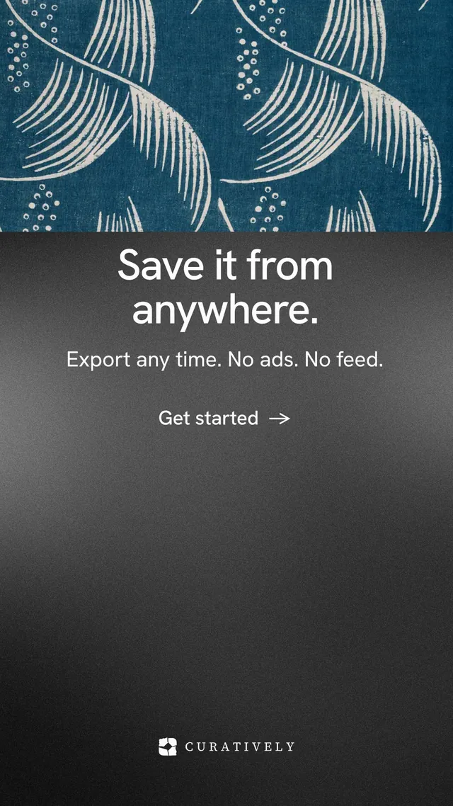 Instagram story for Curatively: "Save it from anywhere." Minimal luxury style, skeleton layout, dark palette in black, grey.
