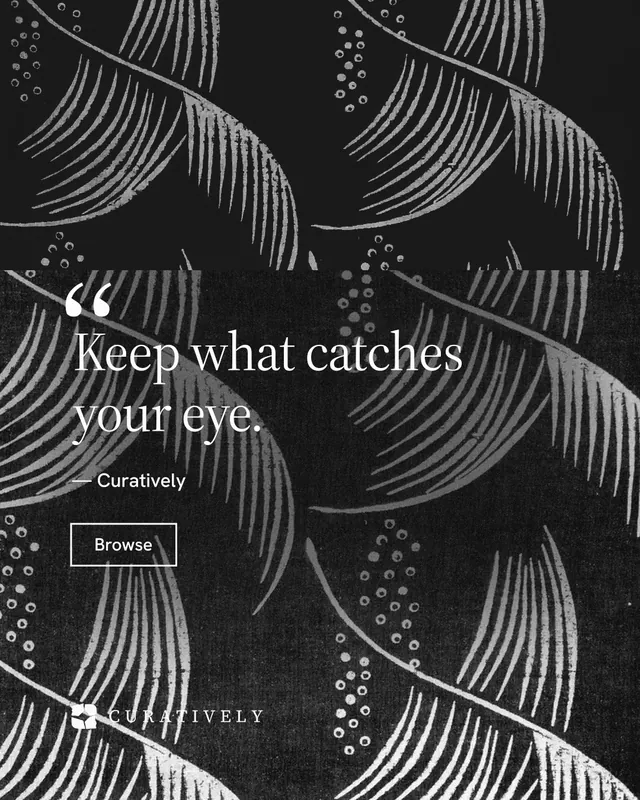 Instagram portrait post for Curatively: "Saved, sorted and yours." Editorial style, quote layout, dark palette in black, grey.