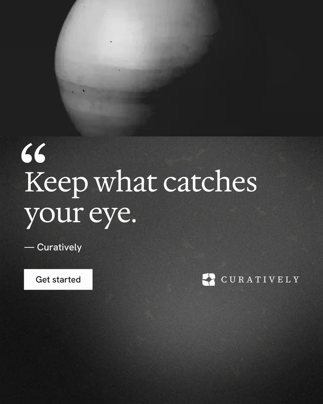 Instagram portrait post for Curatively: "Find it by colour." Swiss style, quote layout, dark palette in black, grey.