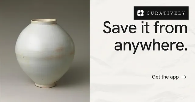 Social ad for Curatively: "Save it from anywhere." Minimal luxury style, right layout, light palette in white, grey.