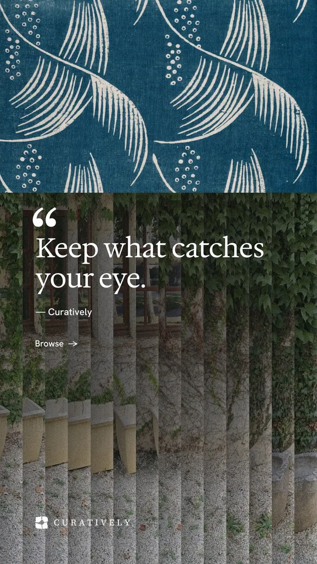 Instagram story for Curatively: "Saved, sorted and yours." Minimal luxury style, quote layout, dark palette in black, teal, grey.