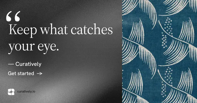 Social ad for Curatively: "Then build from it." Minimal luxury style, quote layout, dark palette in blue, black, grey.