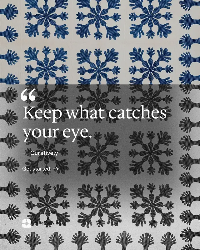 Instagram portrait post for Curatively: "It catalogues itself." Minimal luxury style, quote layout, light palette in grey, black.