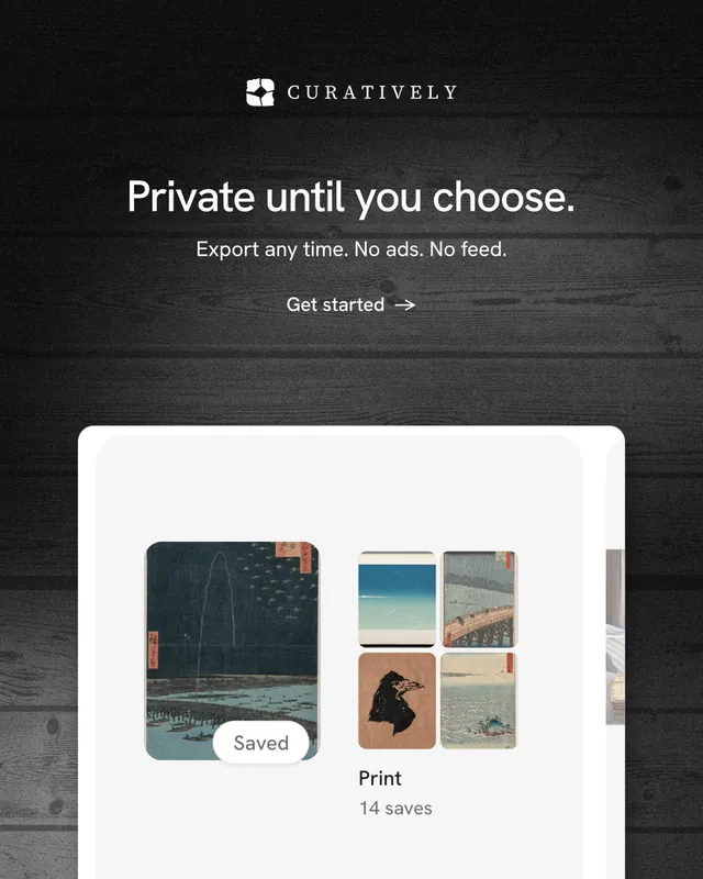 Instagram portrait post for Curatively: "Private until you choose." Minimal luxury style, centred layout, light palette in white, black, grey.
