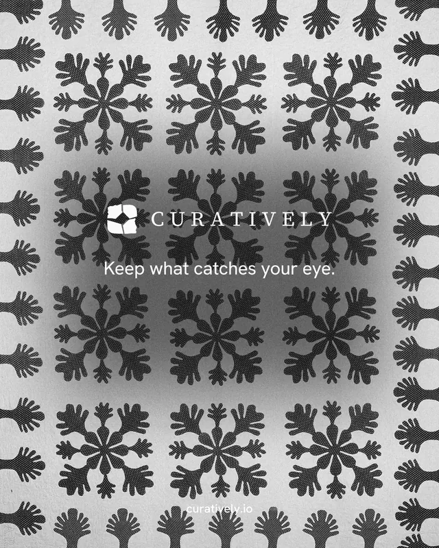 Instagram portrait post for Curatively: "Keep what catches your eye." Swiss style, end card layout, light palette in grey, white.