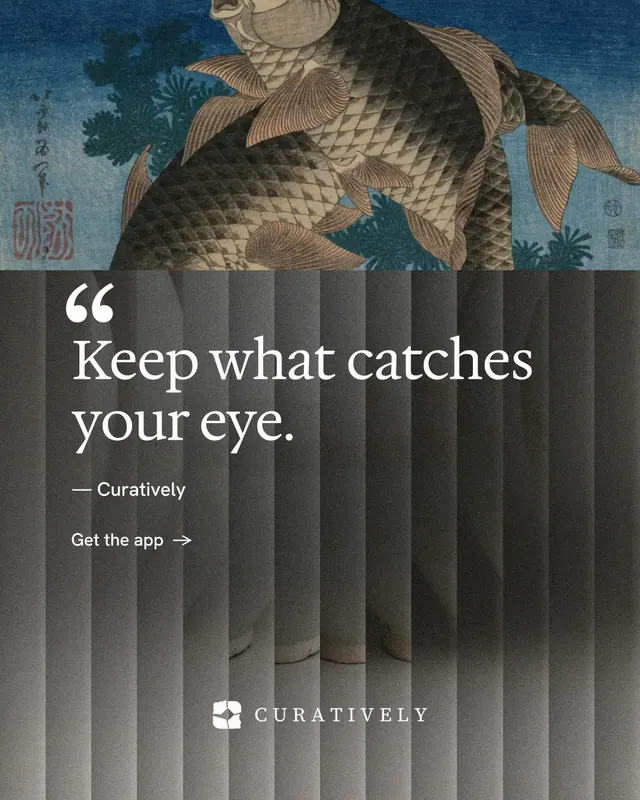 Instagram portrait post for Curatively: "Save it from anywhere." Minimal luxury style, quote layout, dark palette in grey, black.