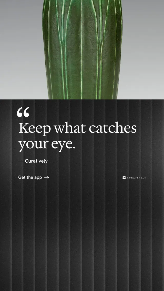 Instagram story for Curatively: "Keep what catches your eye." Minimal luxury style, quote layout, dark palette in black, grey.