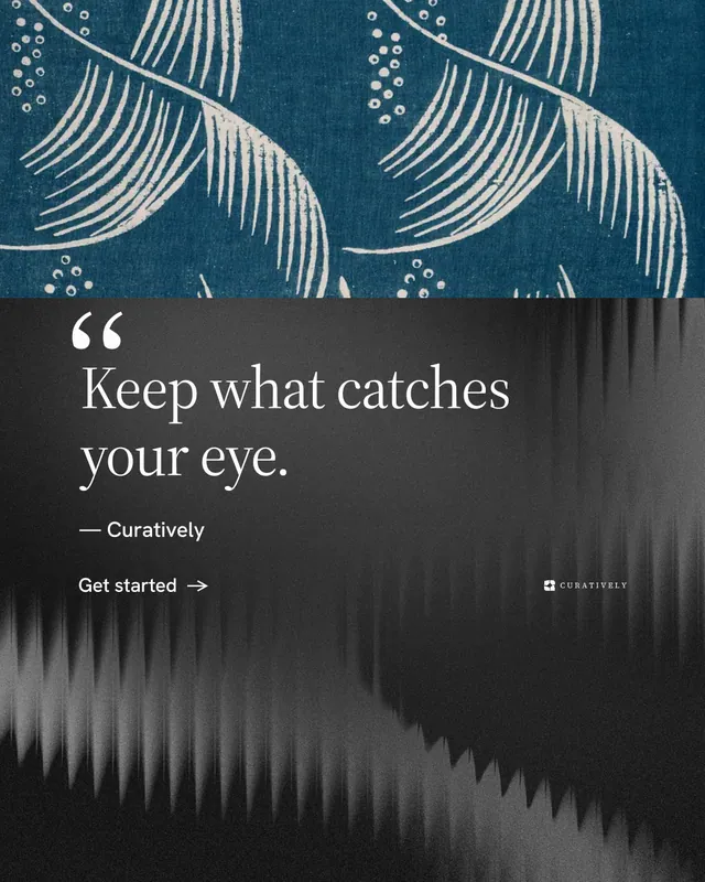 Instagram portrait post for Curatively: "Point your AI at a vault." Minimal luxury style, quote layout, dark palette in black, blue, grey.