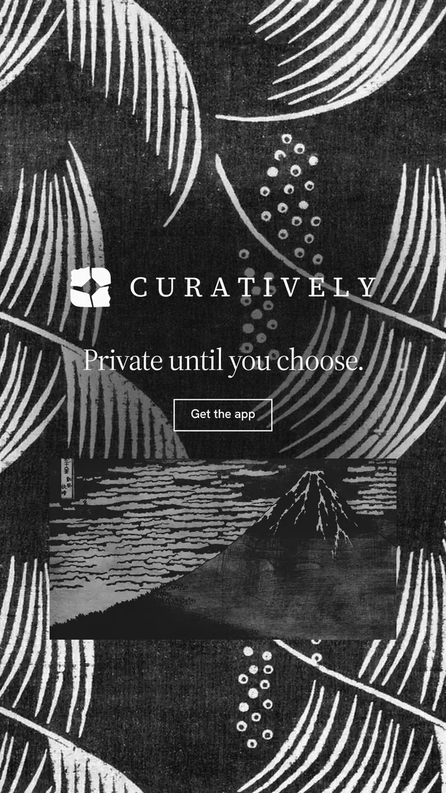 Instagram story for Curatively: "Private until you choose." Editorial style, logo hero layout, dark palette in grey, black.