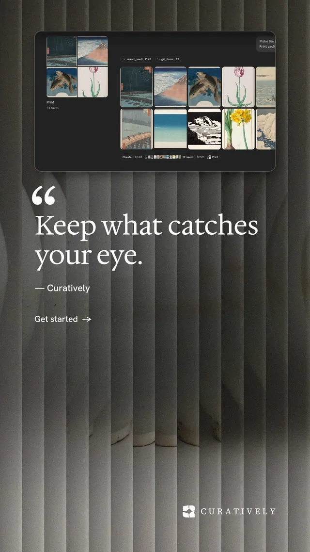 Instagram story for Curatively: "Find it by colour." Minimal luxury style, quote layout, dark palette in black, grey.