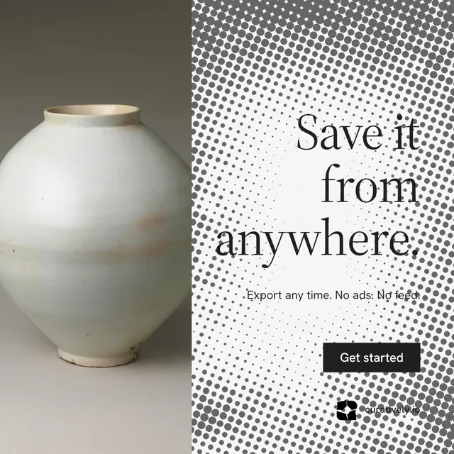 Instagram post for Curatively: "Save it from anywhere." Split block style, right layout, light palette in grey, white.