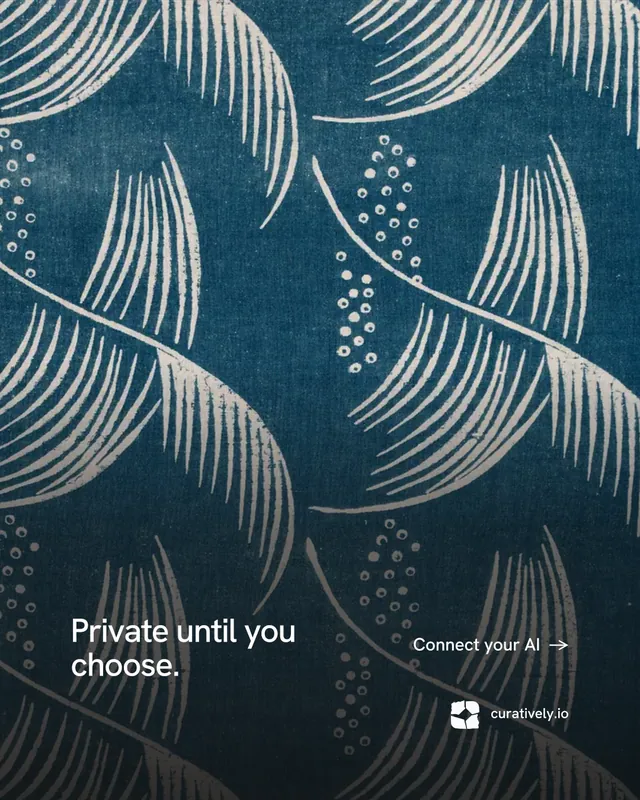 Instagram portrait post for Curatively: "Private until you choose." Minimal luxury style, image led layout, dark palette in blue, grey.