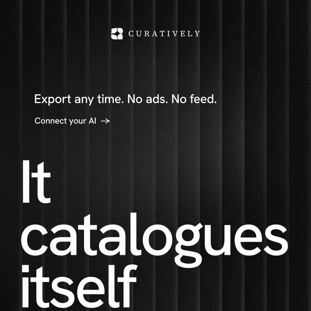 Instagram post for Curatively: "Private until you choose." Minimal luxury style, oversized layout, dark palette in black, grey.