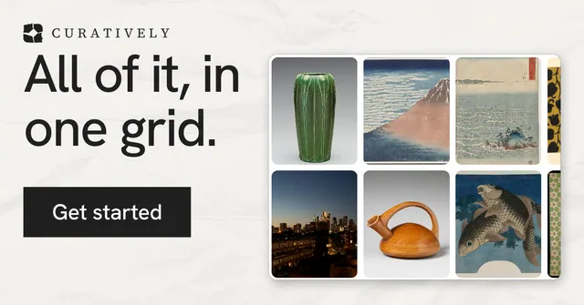 Social ad for Curatively: "All of it, in one grid." Swiss style, skeleton layout, light palette in grey, white.