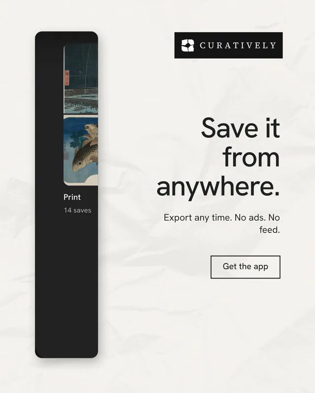 Instagram portrait post for Curatively: "Save it from anywhere." Editorial style, right layout, light palette in white, grey.