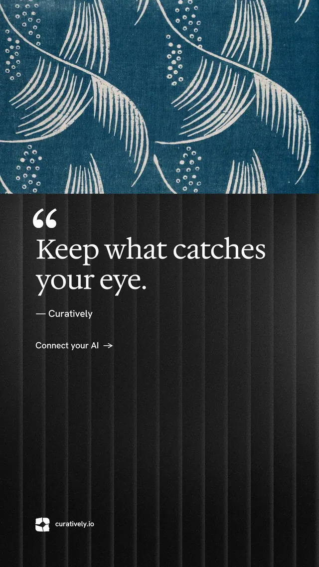 Instagram story for Curatively: "Saved, sorted and yours." Minimal luxury style, quote layout, dark palette in black, blue, grey.