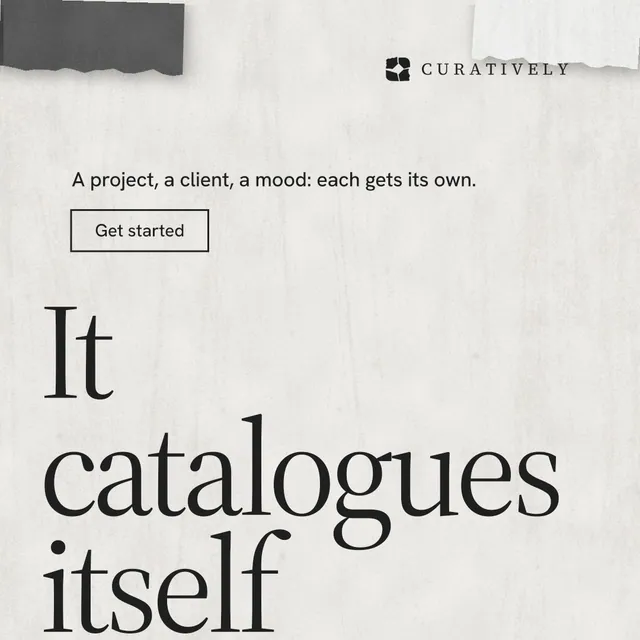 Instagram post for Curatively: "Private until you choose." Editorial style, oversized layout, light palette in white, grey.