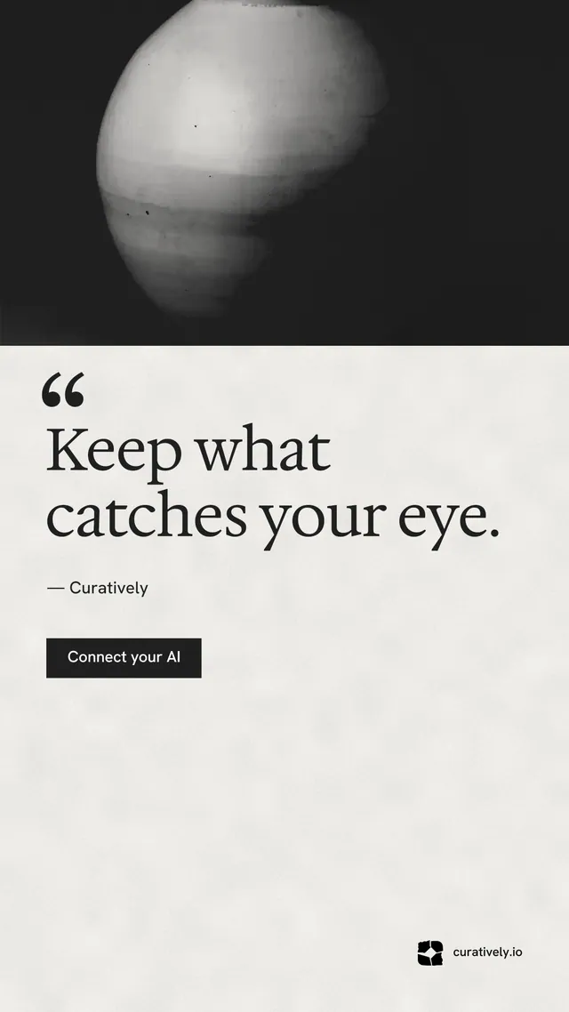 Instagram story for Curatively: "Find it by colour." Retro print style, quote layout, light palette in white, black, grey.