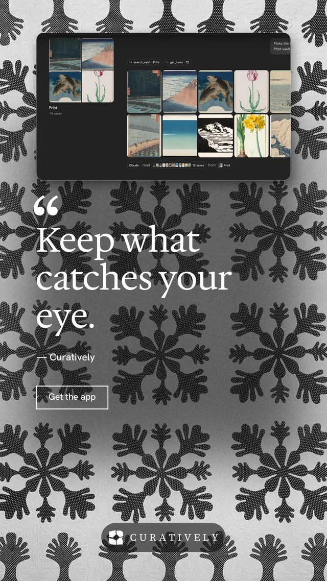 Instagram story for Curatively: "Keep a vault for each thing you make." Editorial style, quote layout, dark palette in grey, black, white.