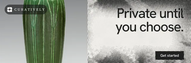 X header for Curatively: "Private until you choose." Swiss style, right layout, light palette in grey, white.