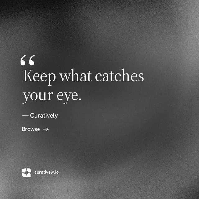 Instagram post for Curatively: "Save it from anywhere." Minimal luxury style, quote layout, dark palette in grey, black.