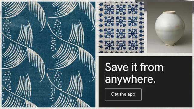 Landscape graphic for Curatively: "Save it from anywhere." Editorial style, collage layout, dark palette in blue, grey.