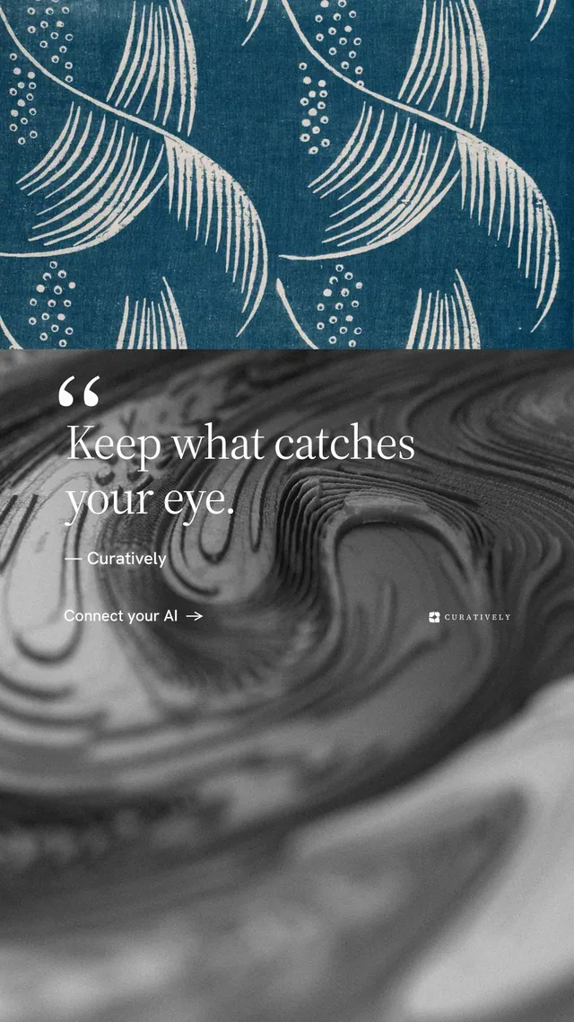 Instagram story for Curatively: "It catalogues itself." Minimal luxury style, quote layout, dark palette in blue, grey, black.
