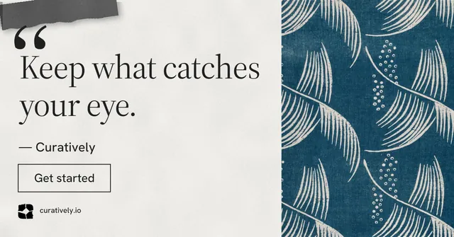 Social ad for Curatively: "All of it, in one grid." Editorial style, quote layout, light palette in blue, white, grey.