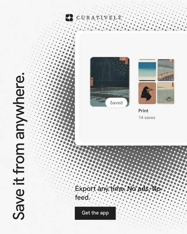 Instagram portrait post for Curatively: "Save it from anywhere." Swiss style, vertical layout, light palette in white, grey.