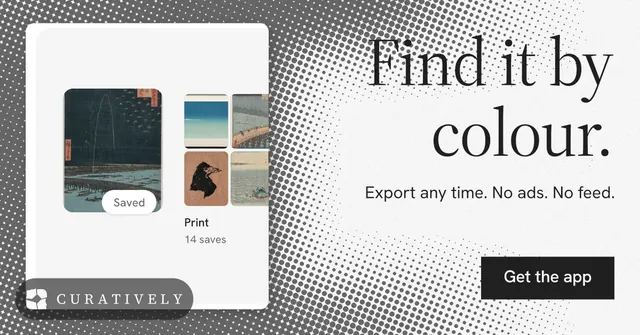 Social ad for Curatively: "Find it by colour." Split block style, right layout, light palette in white, grey.