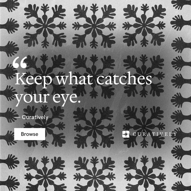Instagram post for Curatively: "All of it, in one grid." Swiss style, quote layout, light palette in grey, black.