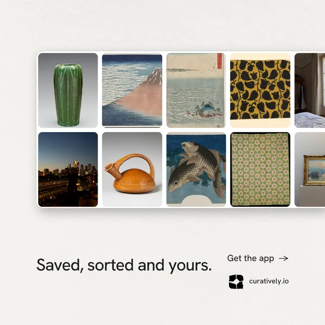 Instagram post for Curatively: "Saved, sorted and yours." Minimal luxury style, image led layout, light palette in white, grey.