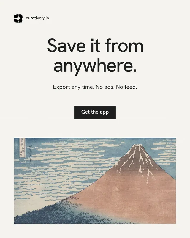 Instagram portrait post for Curatively: "Save it from anywhere." Swiss style, centred layout, light palette in white, grey.